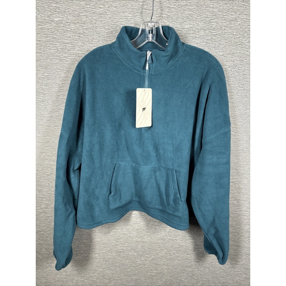 FABLETICS Pullover Women's Rayne Polar Fleece 1/4-Zip Green Relaxed Size 2XL New